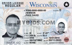 Wisconsin fake id template that can be bought online.